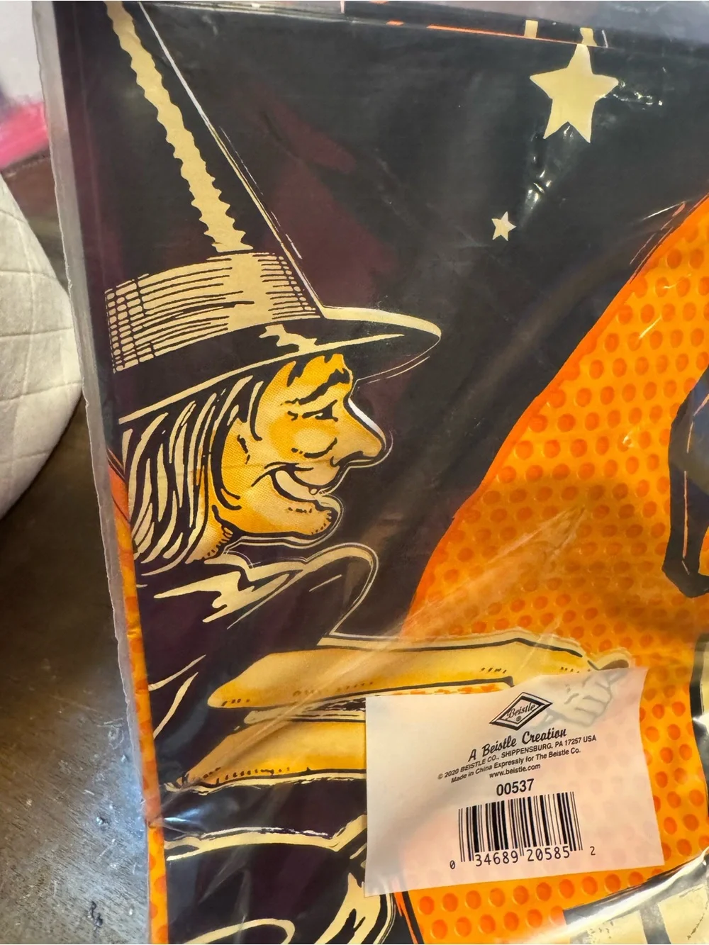 Vintage Beistle Creation Orange and Black Happy Haunting Halloween Tablecover